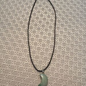 Elegant Green Aventurine Crescent Pendant Necklace